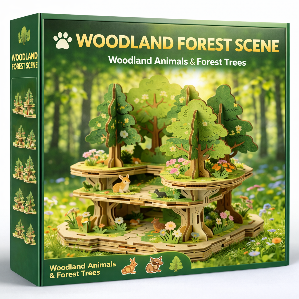 🌲 Woodland Forest Scene – Woodland Animals & Forest Trees 🌲